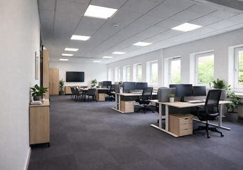 Åbent kontor i skønne grønne omgivelser